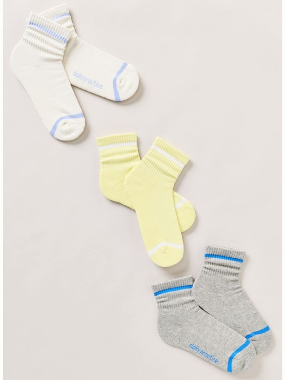 Anthropologie Daily Practice Stripe Crew Socks, Set of 3 NWT